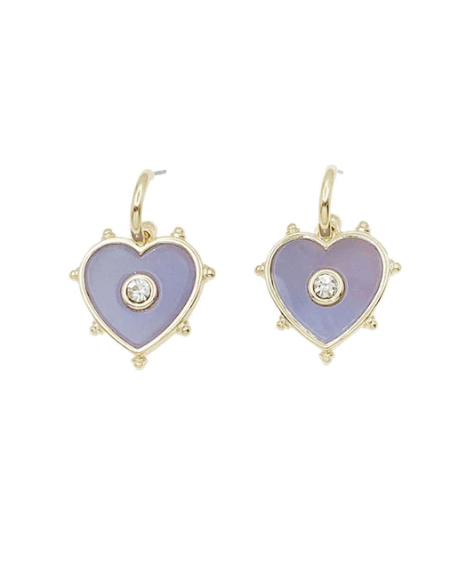 Gold Plated Heart w/ Enamel & Crystal Earring