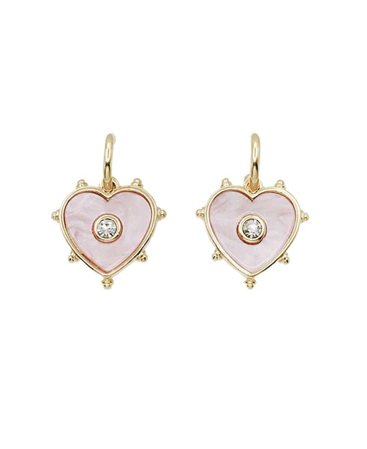 Gold Plated Heart w/ Enamel & Crystal Earring