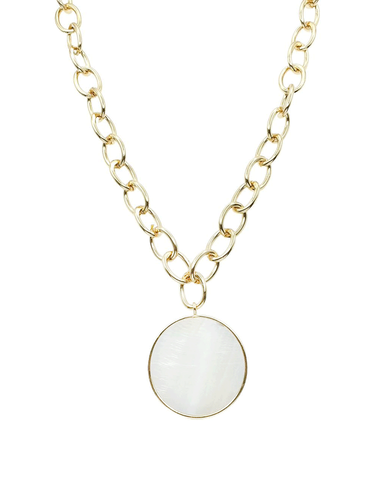 Circular Pendant Chunky Oval Link Necklace