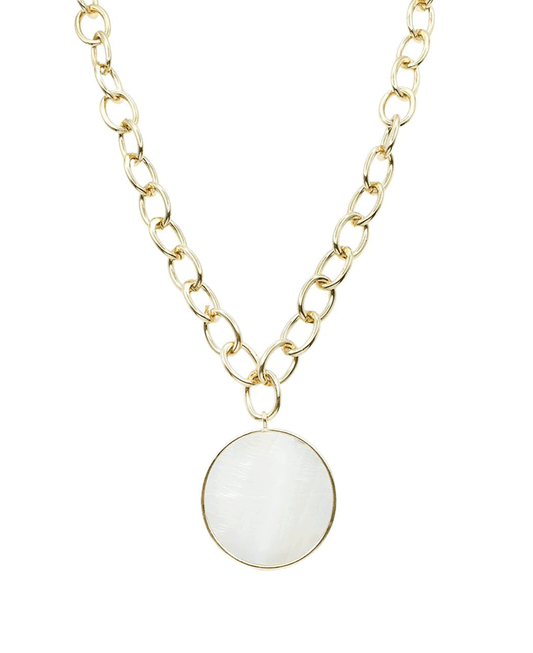 Circular Pendant Chunky Oval Link Necklace