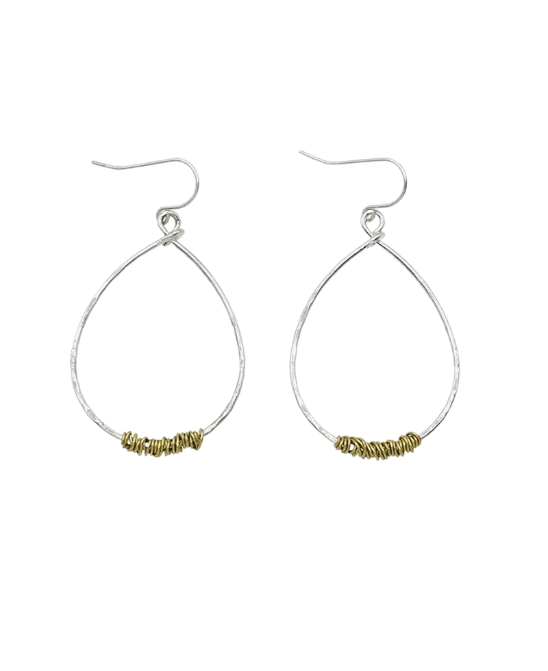 Hammered Teardrop Wire Wrap Earring