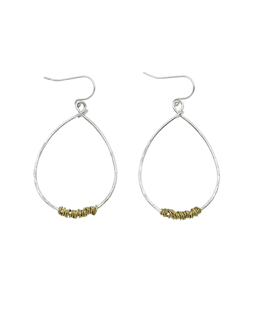 Hammered Teardrop Wire Wrap Earring