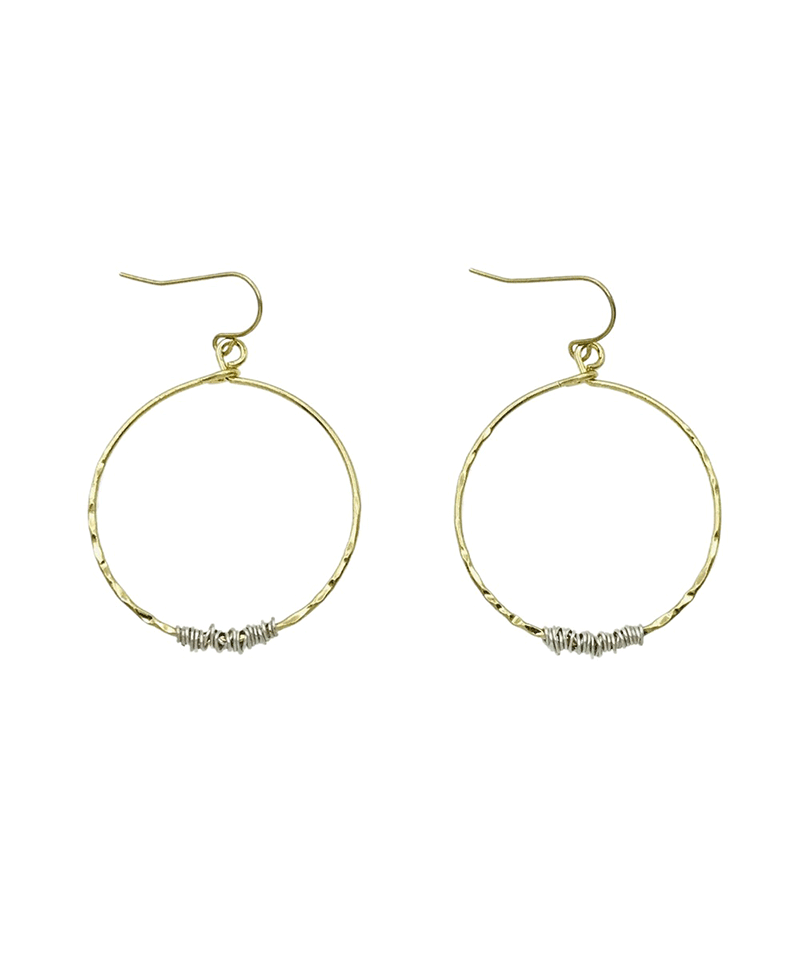 Hammered Circle Wire Wrap Earring