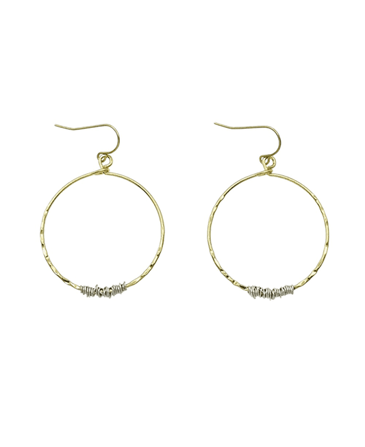Hammered Circle Wire Wrap Earring