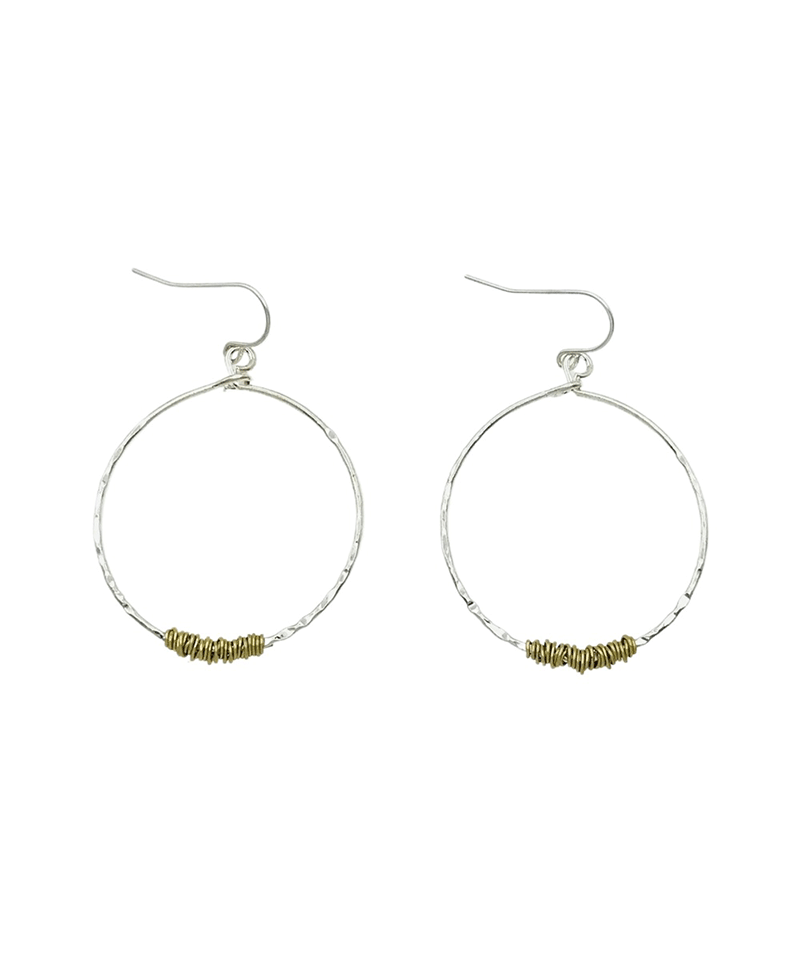 Hammered Circle Wire Wrap Earring