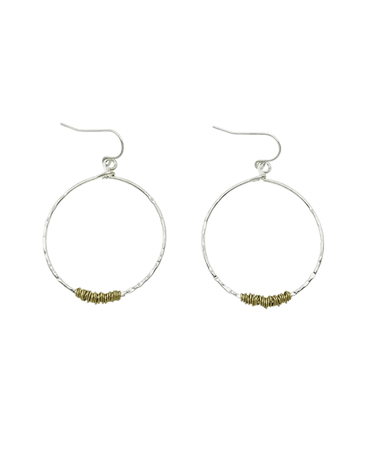 Hammered Circle Wire Wrap Earring
