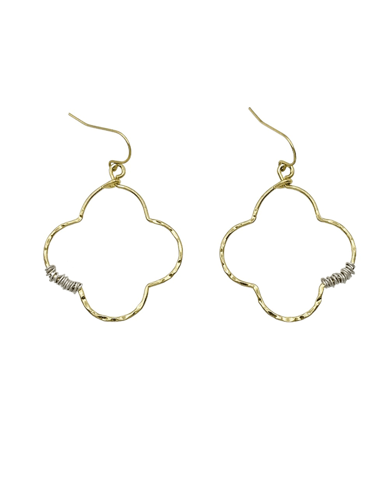 Hammered Quatrefoil Wire Wrap Earring