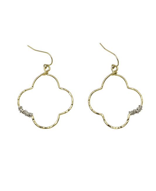 Hammered Quatrefoil Wire Wrap Earring