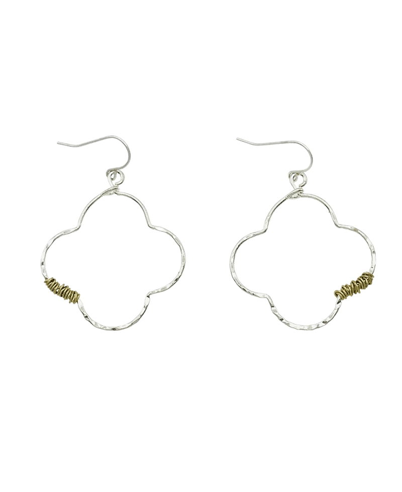 Hammered Quatrefoil Wire Wrap Earring
