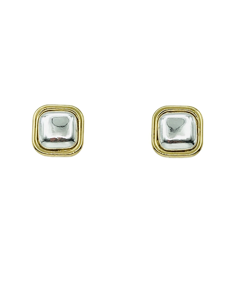Square Rounded Bezel Stud Earring