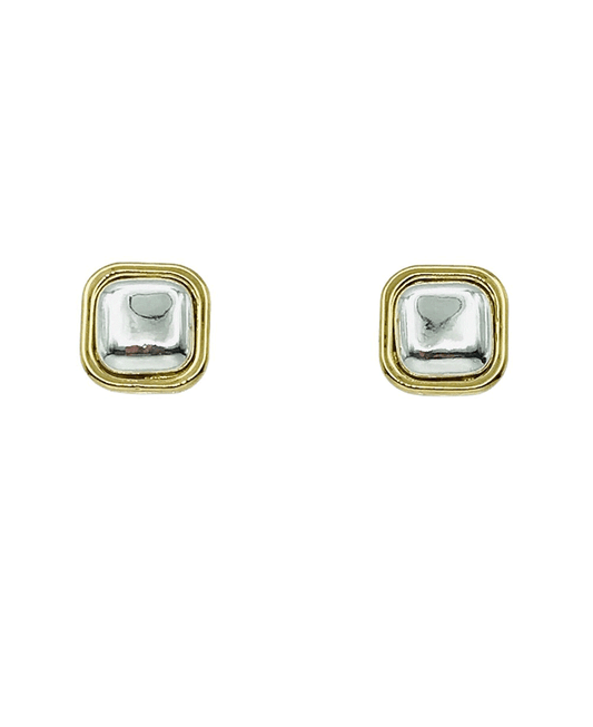 Square Rounded Bezel Stud Earring