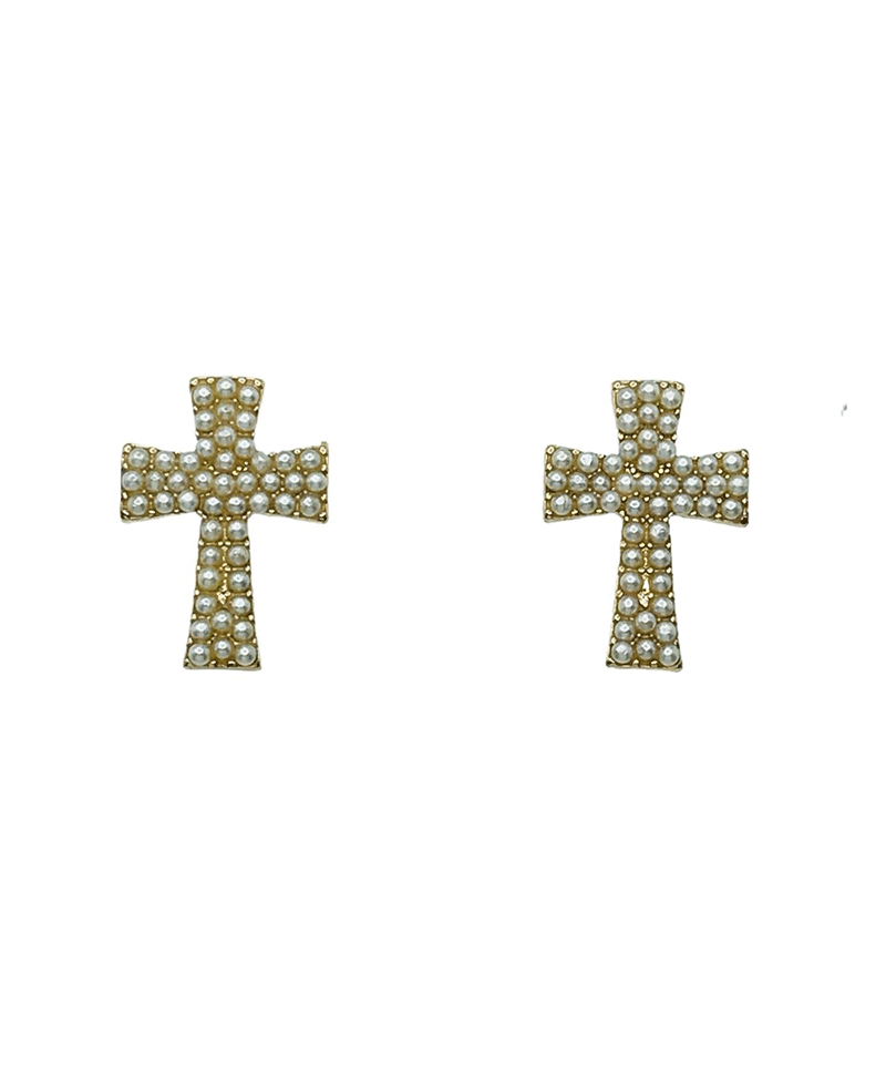 Pearl Cross Post Earring