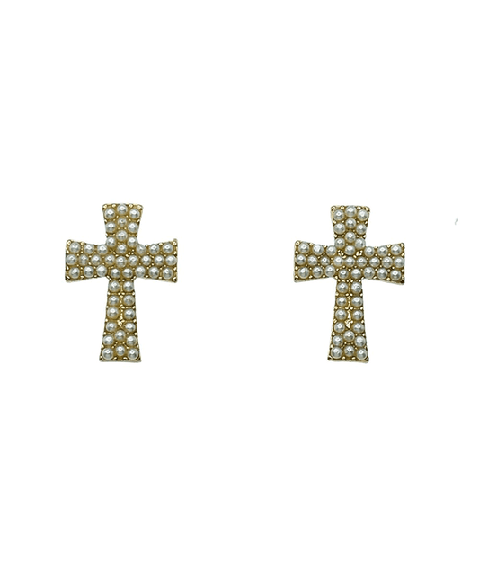 Pearl Cross Post Earring