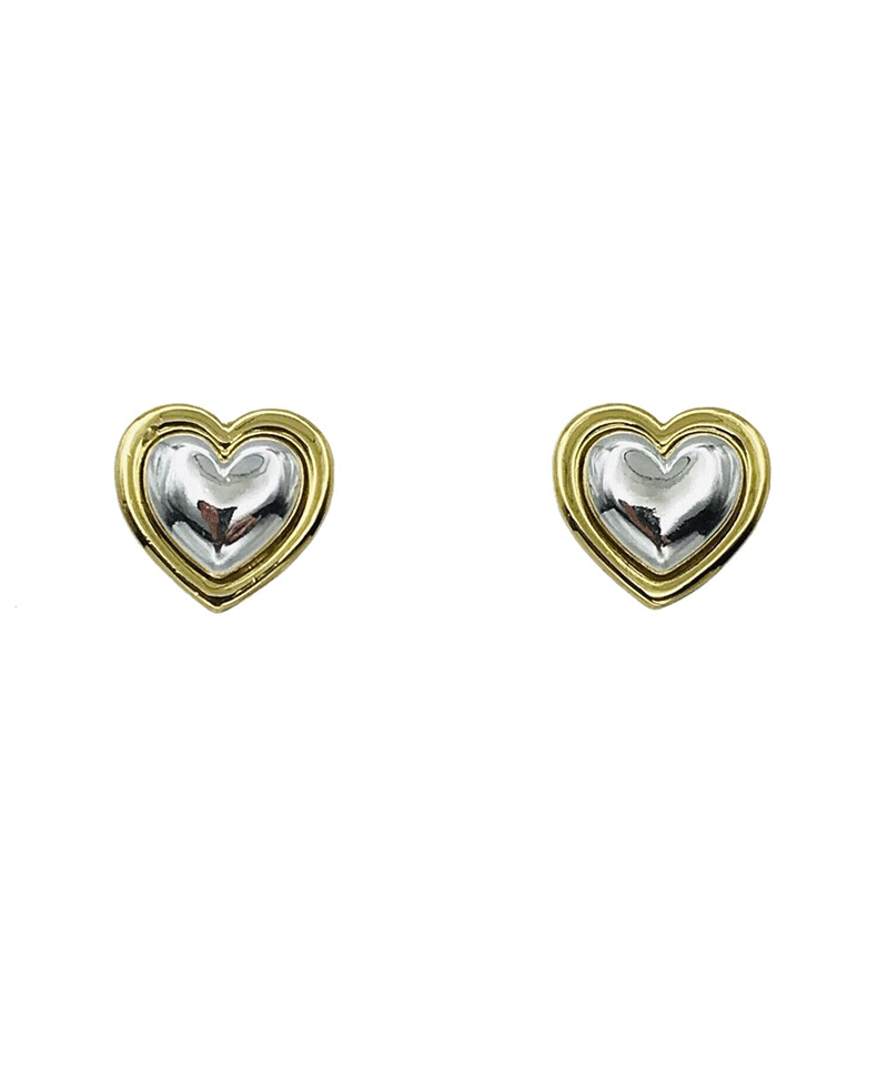 Two Tone Heart Stud Earring