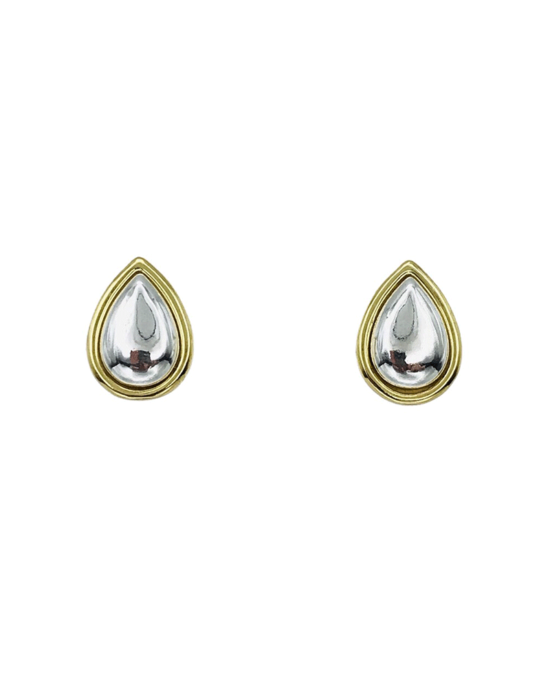 Two Tone Teardrop Stud Earring