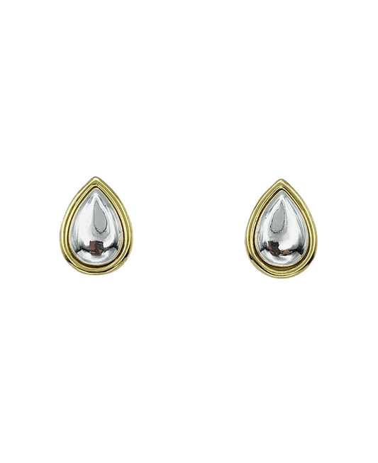 Two Tone Teardrop Stud Earring