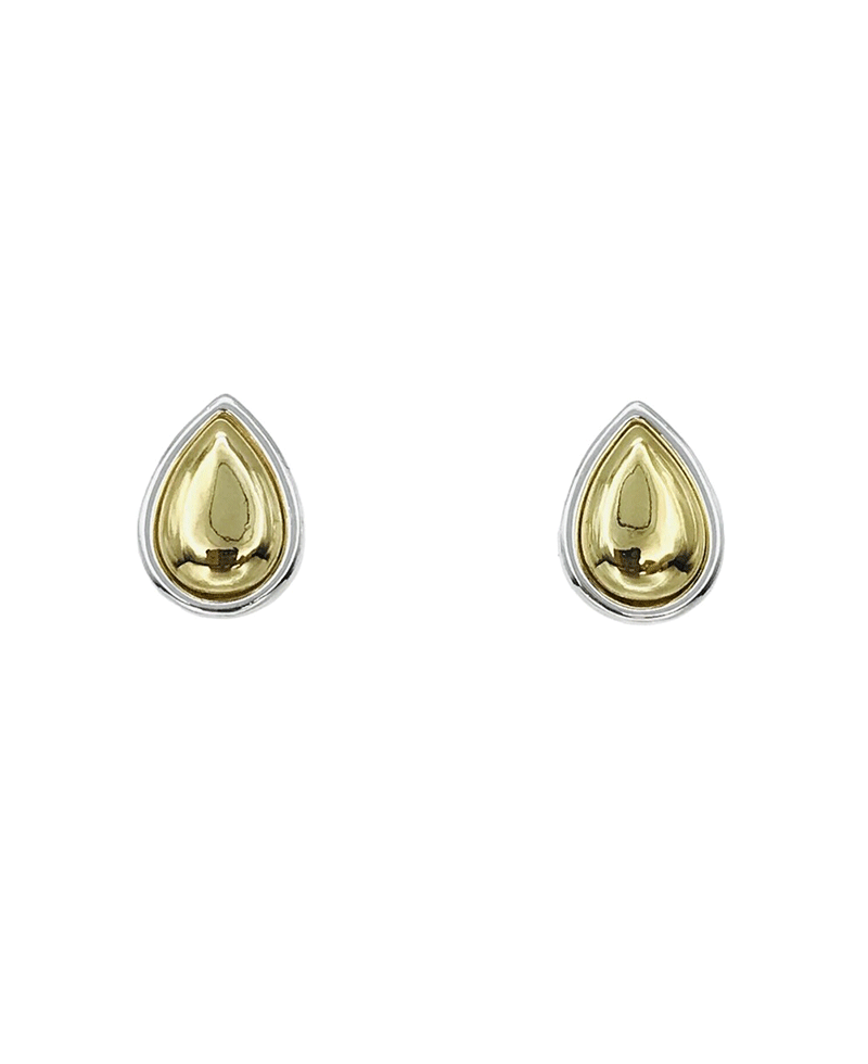 Two Tone Teardrop Stud Earring