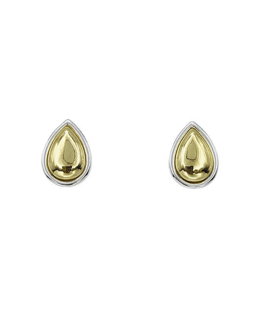 Two Tone Teardrop Stud Earring