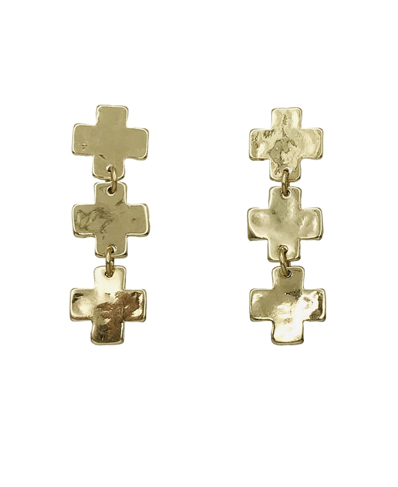 Textured Cross Link Drop Earring