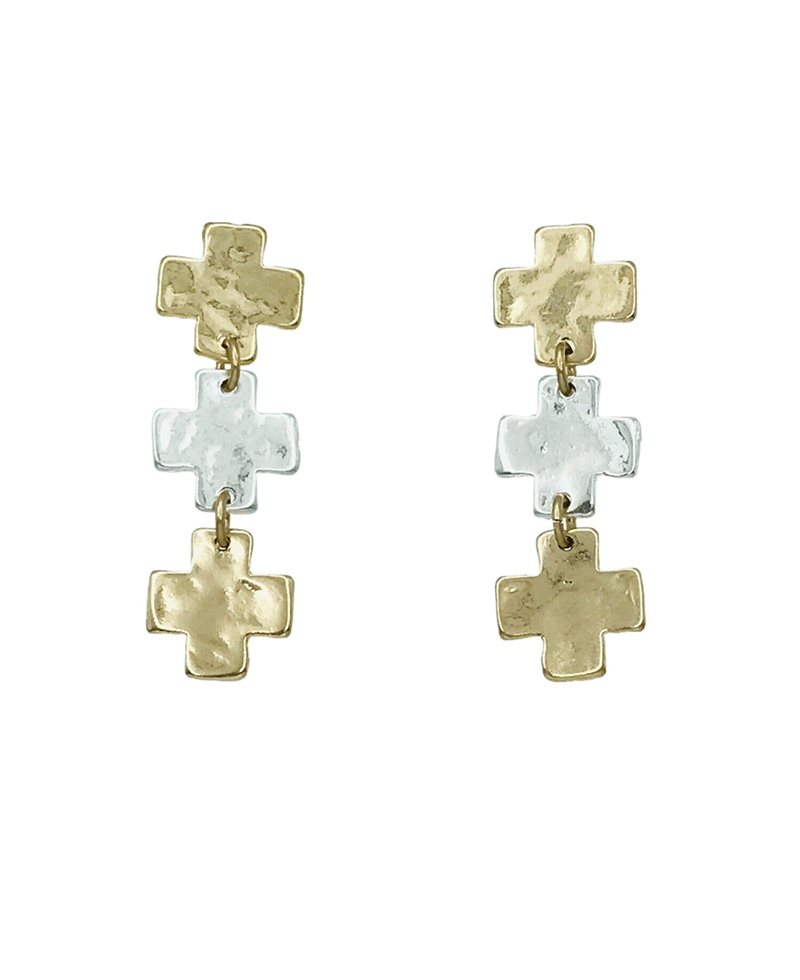 Textured Cross Link Drop Earring