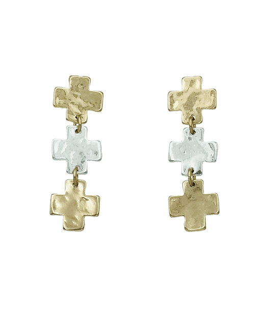 Textured Cross Link Drop Earring
