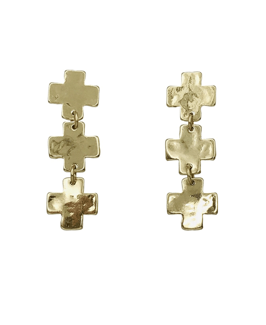 Textured Cross Link Drop Earring