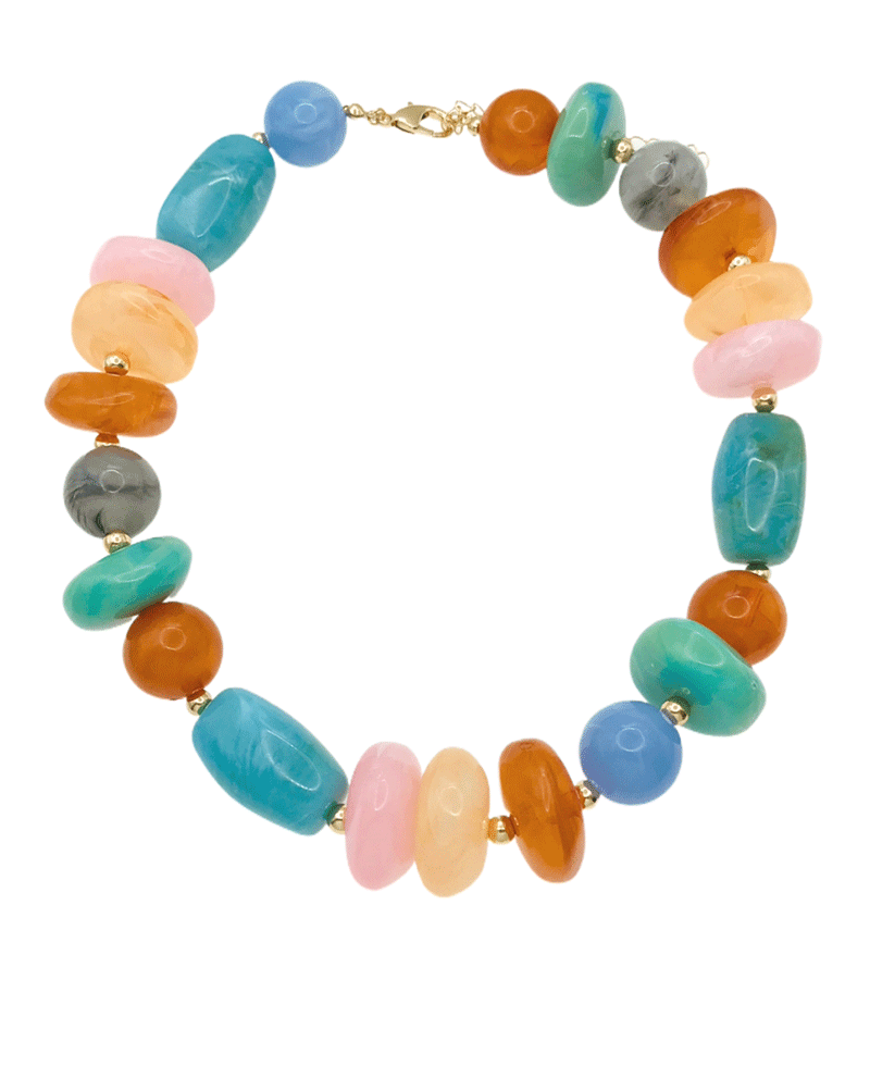 Chunky Multi Colored Beaded Statement Necklace