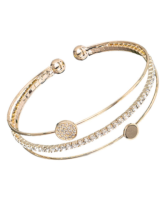 3 Line CZ Round Shape Wire Bracelet