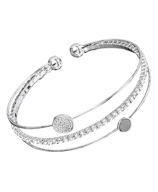 3 Line CZ Round Shape Wire Bracelet