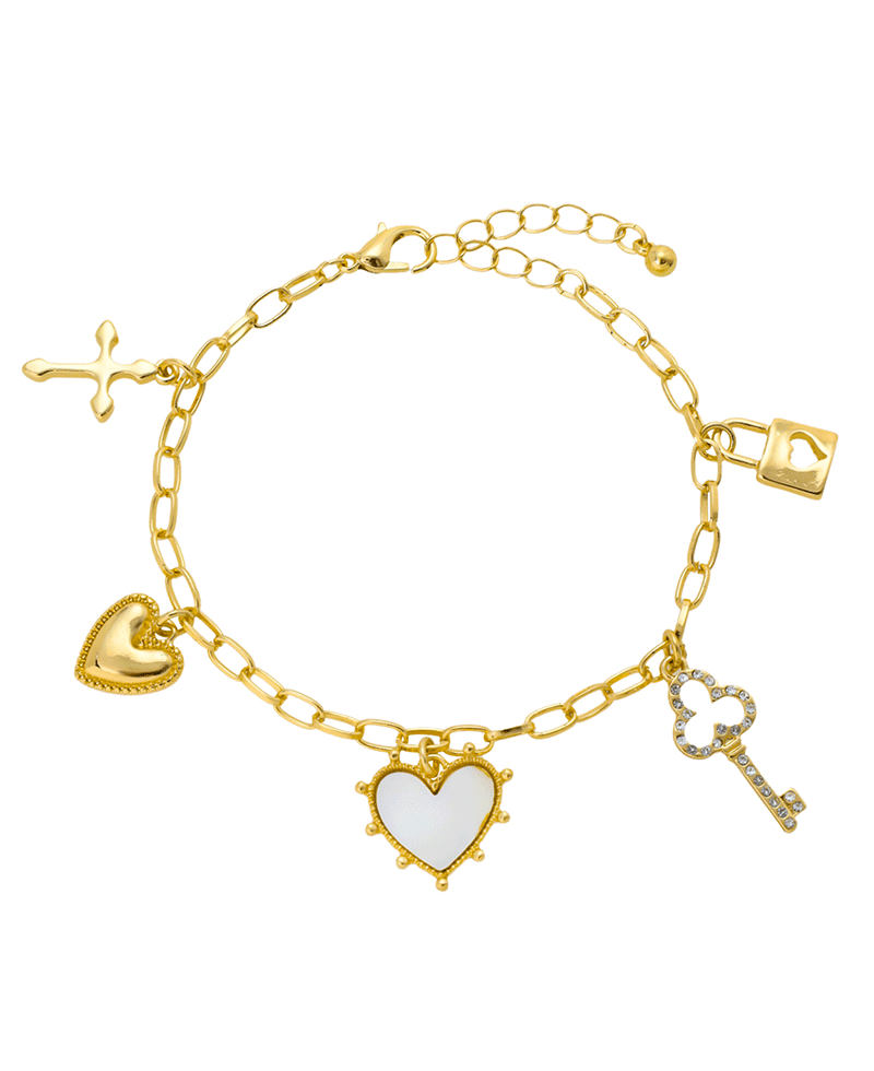 Heart Key Lock Charm Bracelet