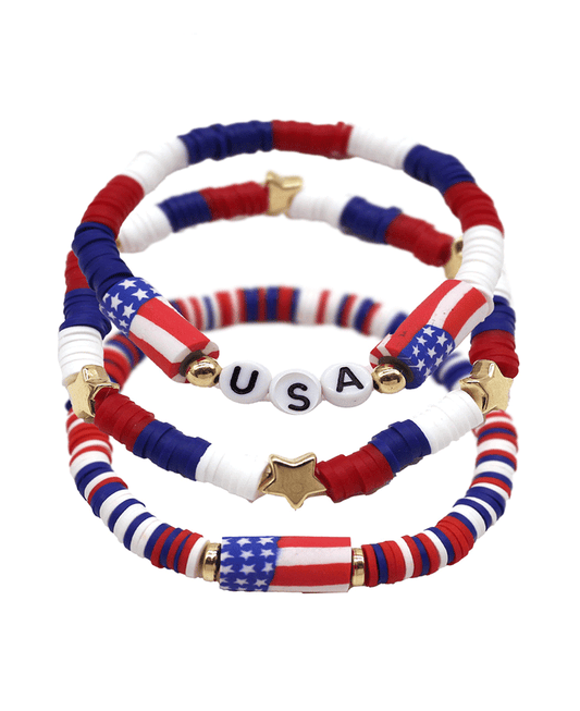 USA w/ Star 3 Set Stretch Bracelet