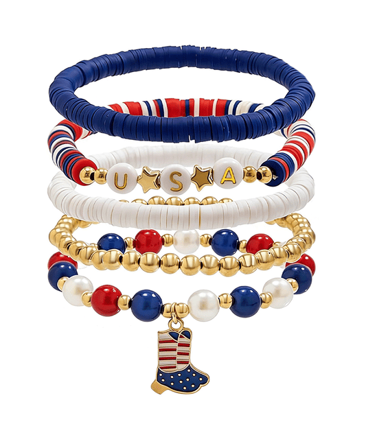 USA w/ Boots 5 Set Stretch Bracelet