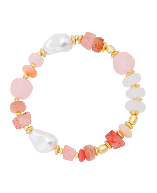 Marbled Bead & Pearl Bracelet