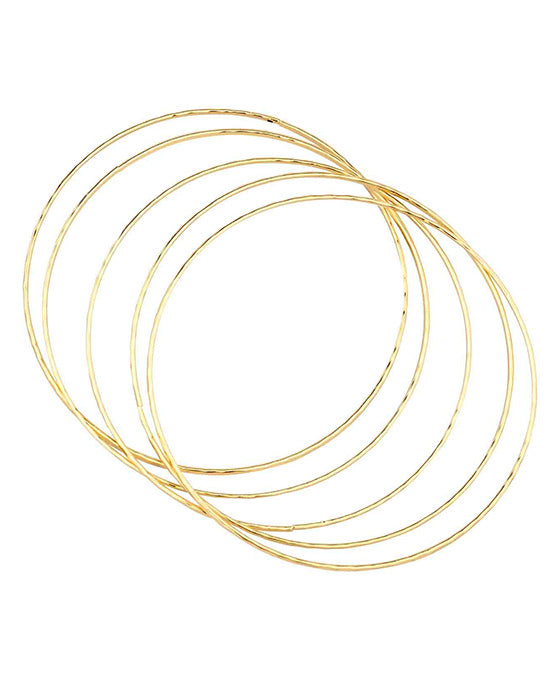 Metal Hammered 5 Set Bangle Bracelet