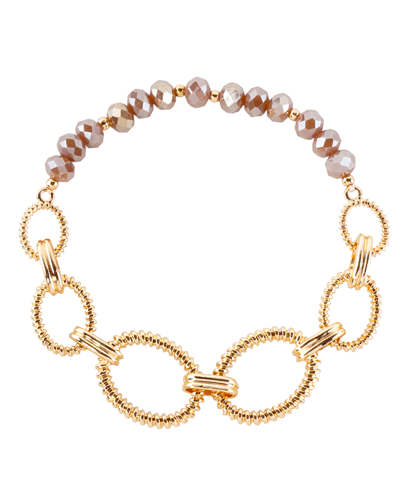 Linked Oval Chain & Crystal Stretch Bracelet