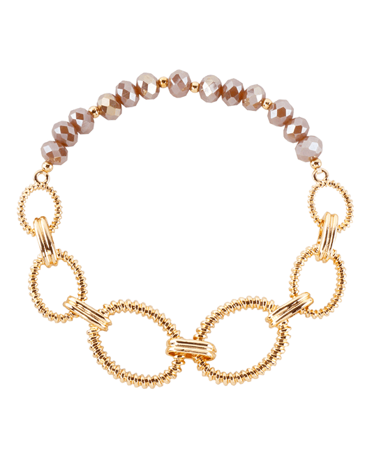 Linked Oval Chain & Crystal Stretch Bracelet
