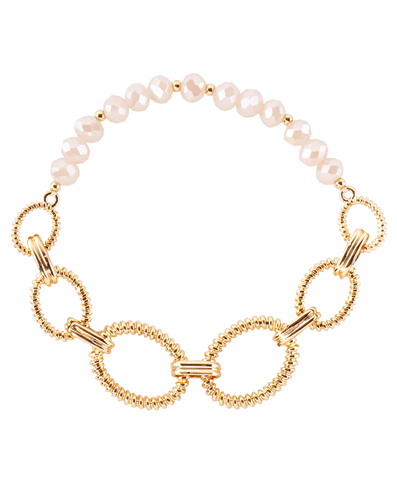 Linked Oval Chain & Crystal Stretch Bracelet