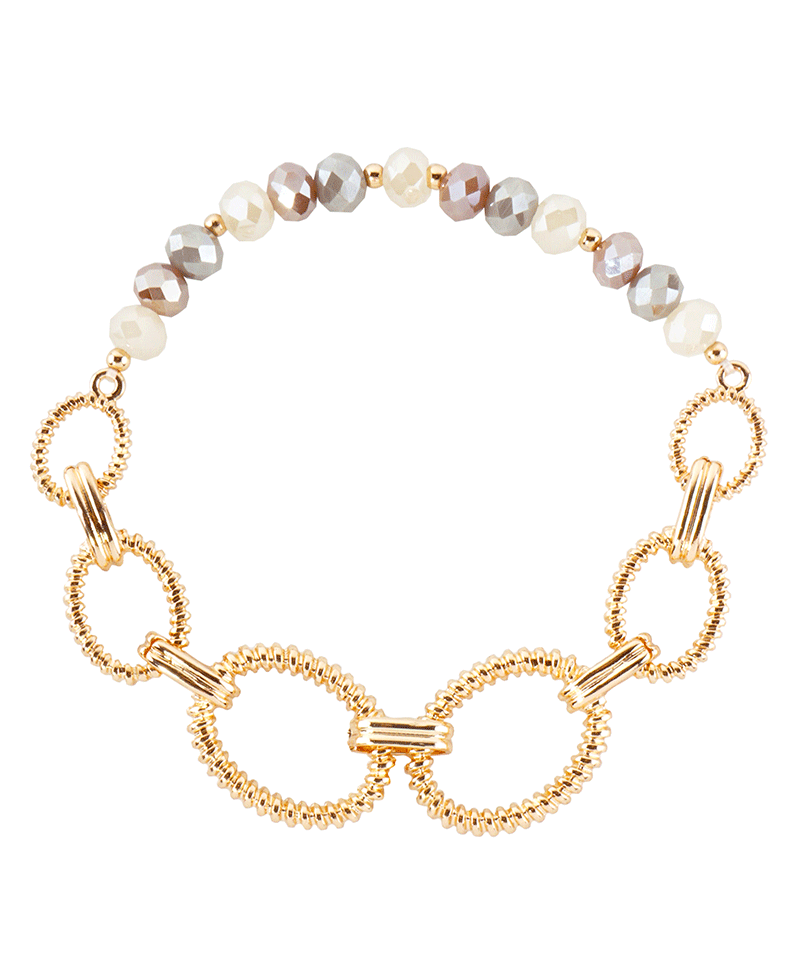 Linked Oval Chain & Crystal Stretch Bracelet