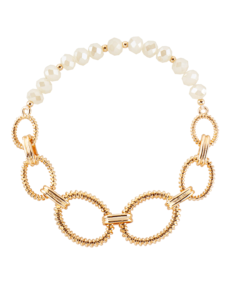 Linked Oval Chain & Crystal Stretch Bracelet