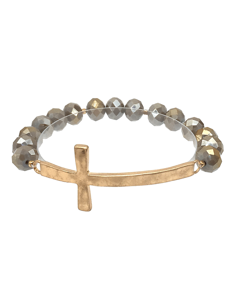 Glass Bead w/ Cross Bracelet
