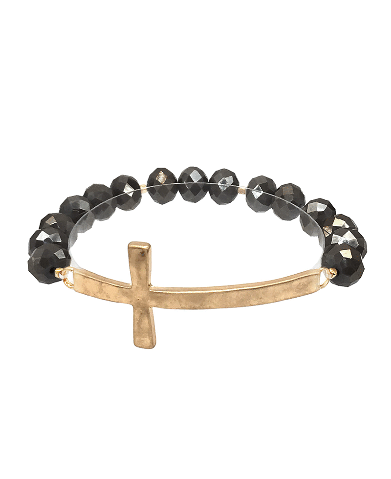 Glass Bead w/ Cross Bracelet