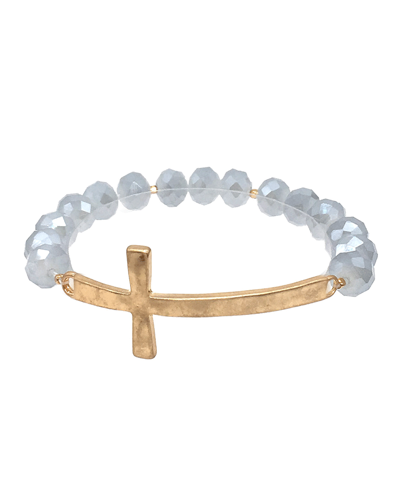 Glass Bead w/ Cross Bracelet