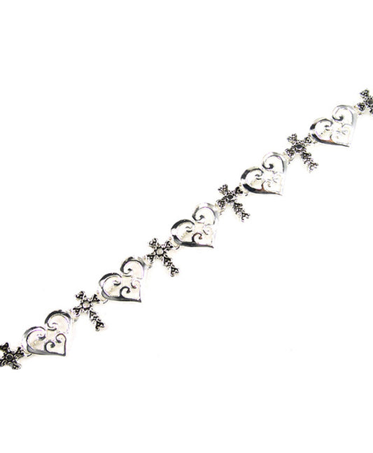 Heart & Cross Religious Magnetic Bracelet