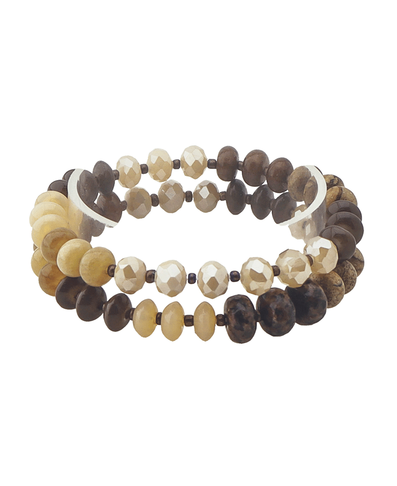 Multi Color Bead 2 Set Bracelet