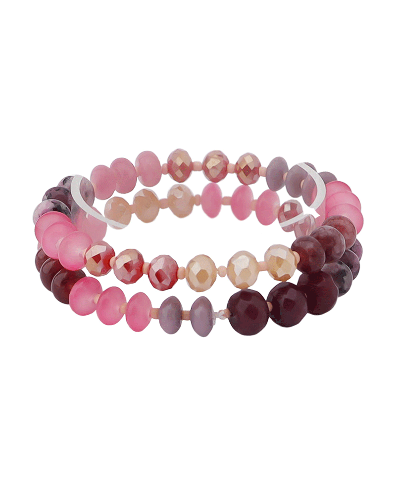 Multi Color Bead 2 Set Bracelet