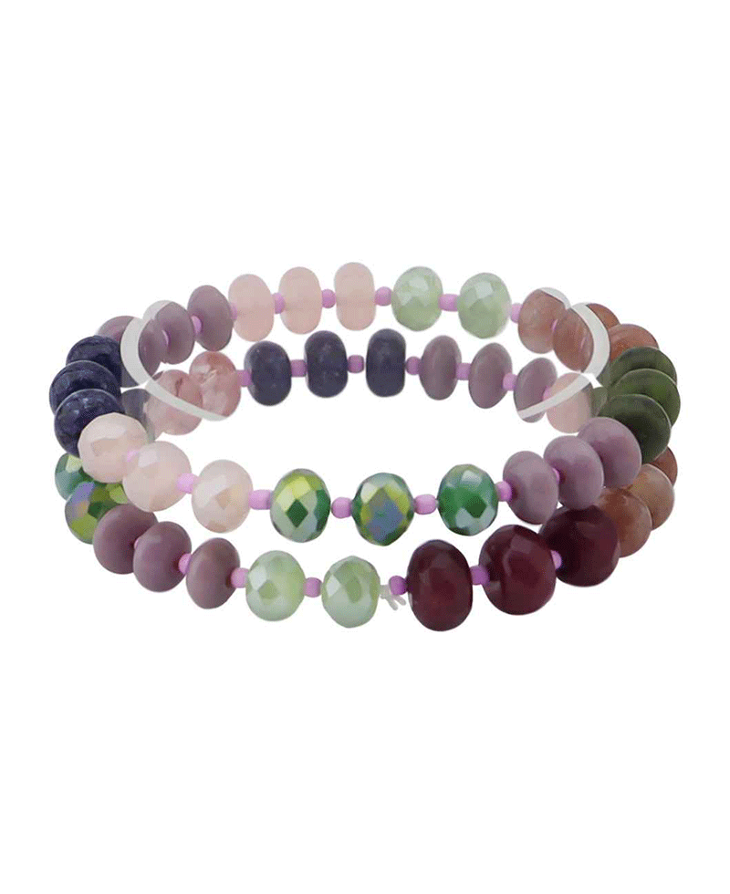 Multi Color Bead 2 Set Bracelet