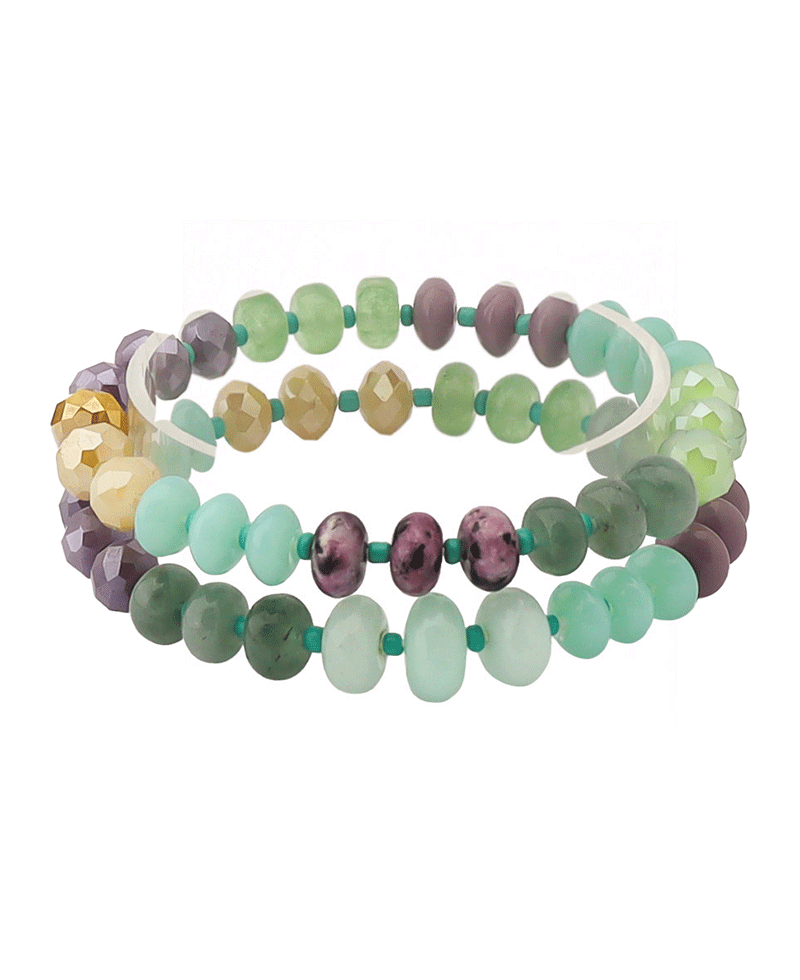 Multi Color Bead 2 Set Bracelet