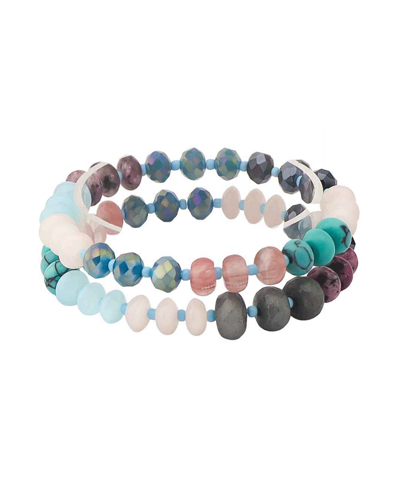 Multi Color Bead 2 Set Bracelet