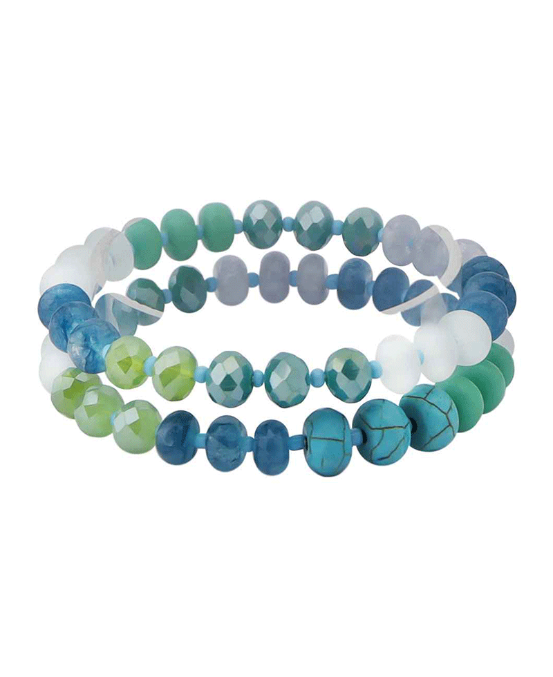 Multi Color Bead 2 Set Bracelet