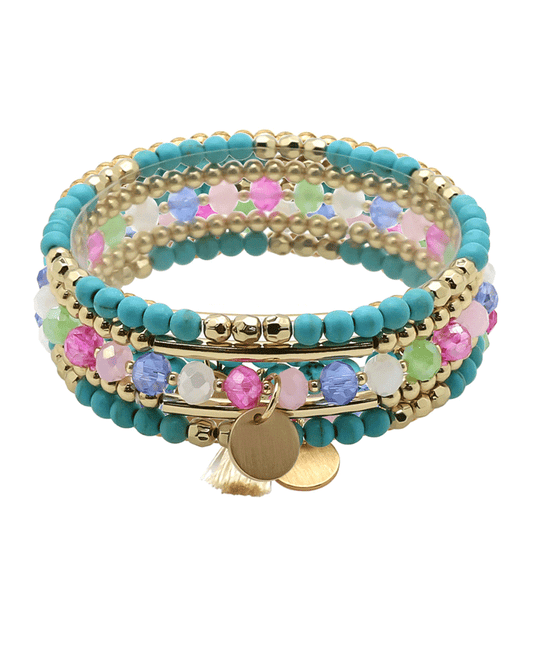 Multi Bead w/ Charms 3 Set Bracelet